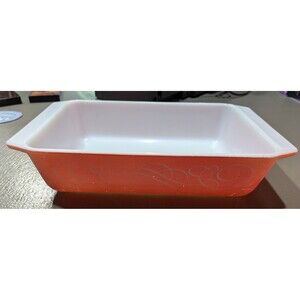 Vintage Pink Scroll Pyrex 575-B Space Saver Casserole Dish, No Lid